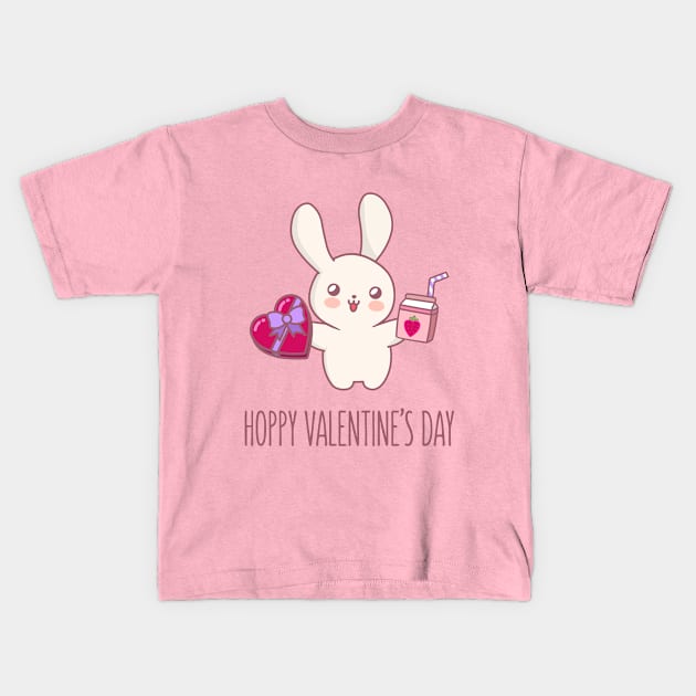 Valentine's Day Bunny Kids T-Shirt by AnishaCreations